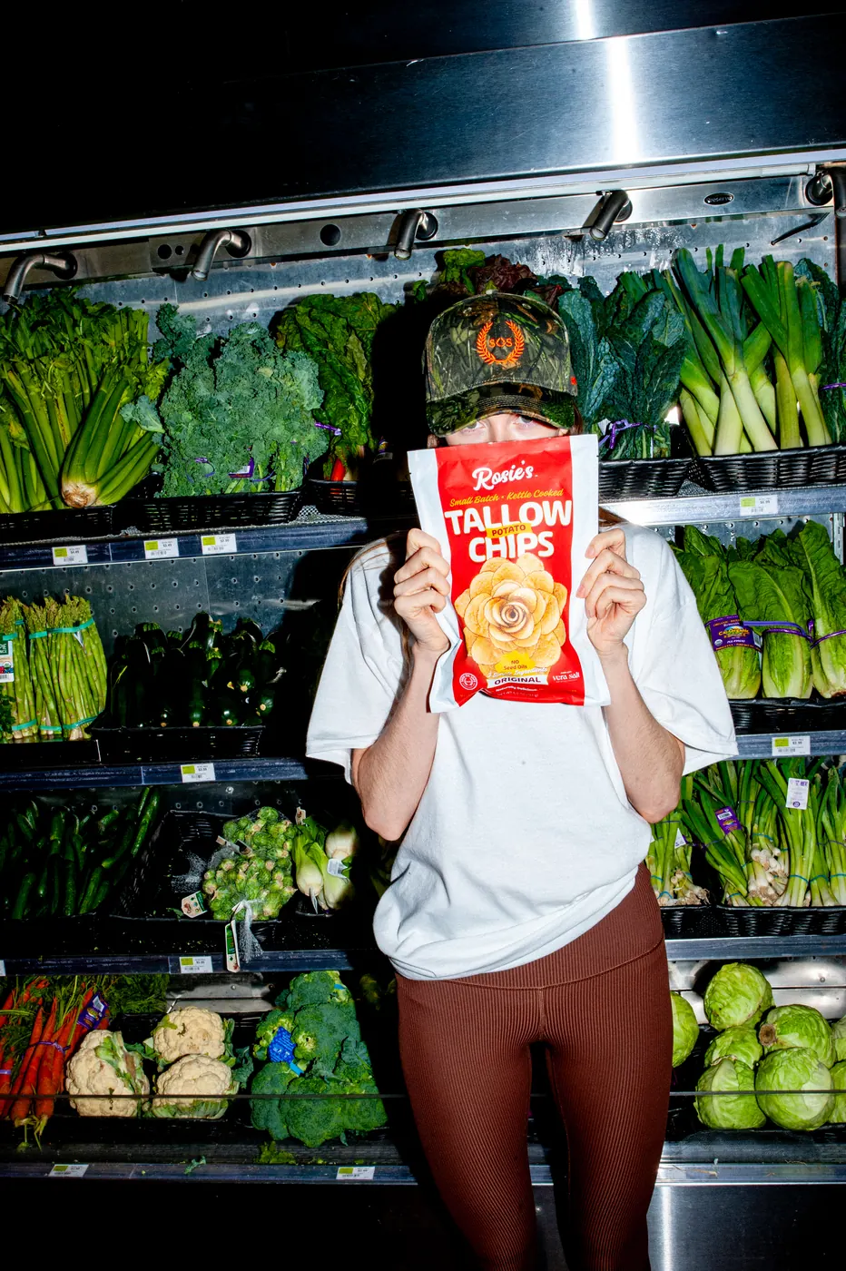 Tallow chips held up to the camera